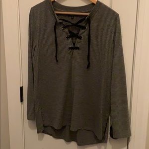 Long sleeve striped tie shirt